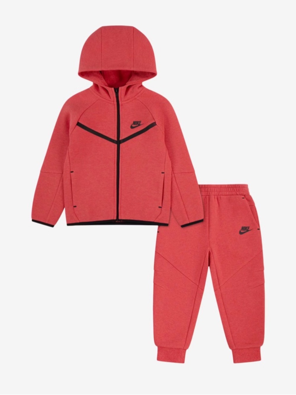 Nike Tech Kids' Red Hooded Tracksuit Set, 2T
